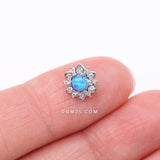 Detail View 2 of Fire Opal Flower Love Sparkle Dermal Anchor Top-Blue Opal