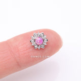 Detail View 2 of Fire Opal Flower Love Sparkle Dermal Anchor Top-Pink Opal