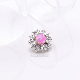 Detail View 1 of Fire Opal Flower Love Sparkle Dermal Anchor Top-Pink Opal