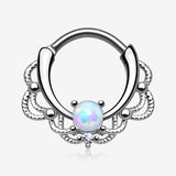 Fire Opal Sparkle Turan Clicker Hoop Ring-White Opal