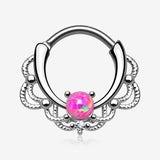 Fire Opal Sparkle Turan Clicker Hoop Ring-Pink Opal