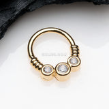 Detail View 1 of Golden Trine Essence Sparkle Bendable Seamless Hoop Ring-Clear Gem