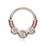 Rose Gold Trine Essence Sparkle Bendable Seamless Hoop Ring-Clear Gem