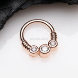 Detail View 1 of Rose Gold Trine Essence Sparkle Bendable Seamless Hoop Ring-Clear Gem