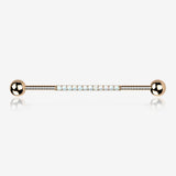 Implant Grade Titanium Rose Gold Sparkle Lined Fire Opal Industrial Barbell-White Opal