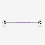Implant Grade Titanium Sparkle Lined Fire Opal Industrial Barbell