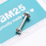 Detail View 3 of Implant Grade Titanium Internally Threaded Gem Sparkle Prong Set Labret-Clear Gem