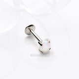 Detail View 1 of Implant Grade Titanium Internally Threaded Fire Opal Sparkle Prong Set Labret-White Opal