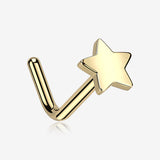 Implant Grade Titanium Golden Star Icon L-Shaped Nose Ring