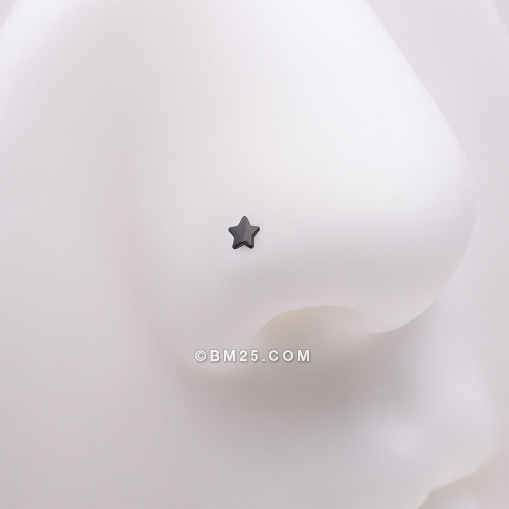 Detail View 1 of Implant Grade Titanium Blackline Star Icon L-Shaped Nose Ring