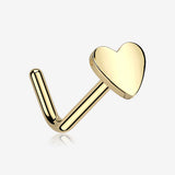 Implant Grade Titanium Golden Heart Icon L-Shaped Nose Ring