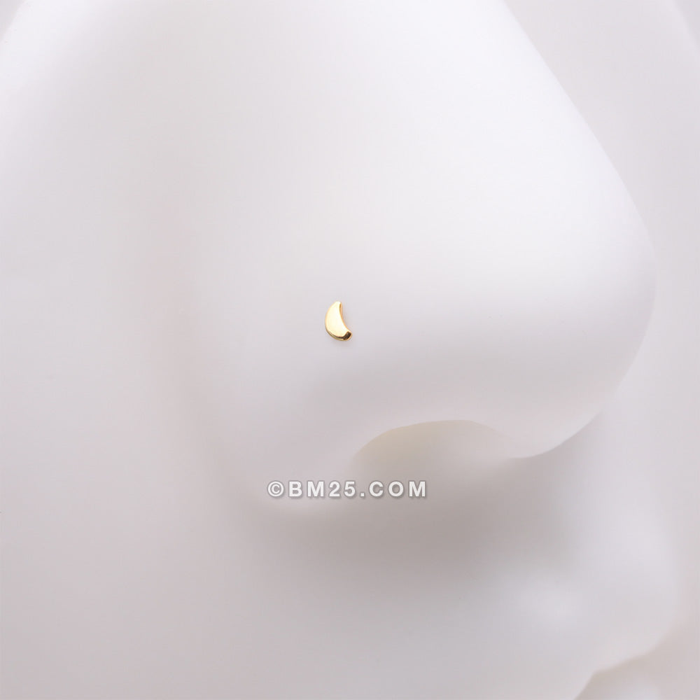 Detail View 1 of Implant Grade Titanium Golden Crescent Moon Icon L-Shaped Nose Ring
