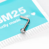 Detail View 2 of Implant Grade Titanium Press Fit Sparkle Gem Top L-Shaped Nose Ring-Clear Gem
