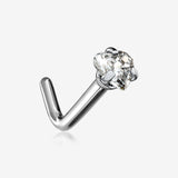 Implant Grade Titanium Prong Set Heart Gem Top L-Shaped Nose Ring