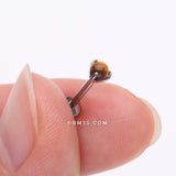 Detail View 2 of Implant Grade Titanium Tiger Eye Stone Ball Claw Prong Internally Threaded Flat Back Labret