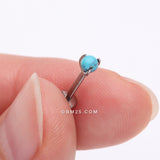 Detail View 2 of Implant Grade Titanium Turquoise Stone Ball Claw Prong Internally Threaded Flat Back Labret