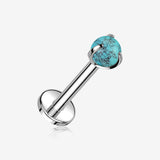 Implant Grade Titanium Turquoise Stone Ball Claw Prong Internally Threaded Flat Back Labret