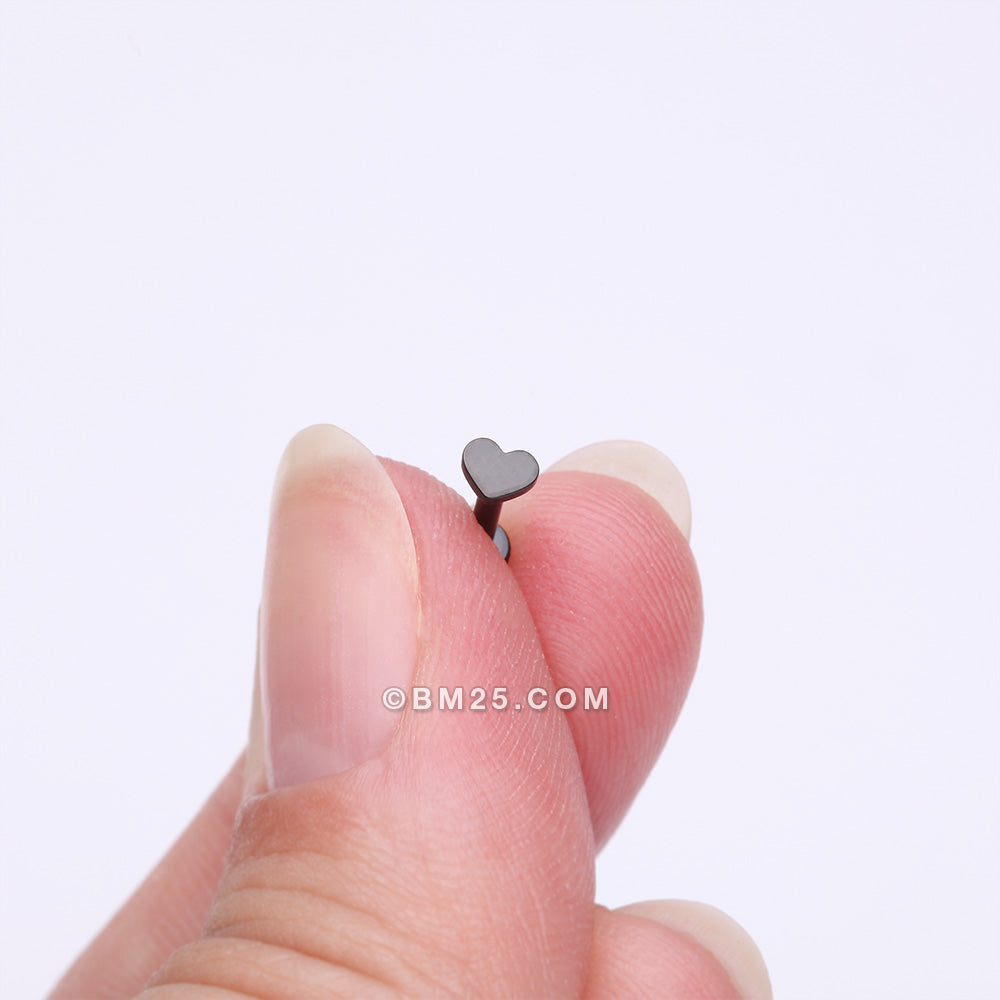 Detail View 2 of Implant Grade Titanium Blackline Heart Top Internally Threaded Flat Back Stud Labret