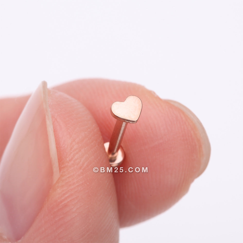 Detail View 2 of Implant Grade Titanium Rose Gold Heart Top Internally Threaded Flat Back Stud Labret
