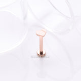 Detail View 1 of Implant Grade Titanium Rose Gold Heart Top Internally Threaded Flat Back Stud Labret