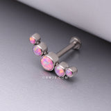 Detail View 1 of Implant Grade Titanium Journey Fire Opal Curve Top Internally Threaded Flat Back Stud Labret-Pink Opal