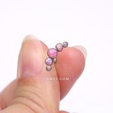 Detail View 2 of Implant Grade Titanium Journey Fire Opal Curve Top Internally Threaded Flat Back Stud Labret-Pink Opal