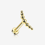 Implant Grade Titanium Golden Crescent Arc Bali Beads Top Internally Threaded Flat Back Stud Labret