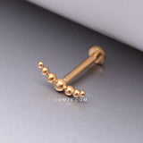 Detail View 1 of Implant Grade Titanium Golden Crescent Arc Bali Beads Top Internally Threaded Flat Back Stud Labret