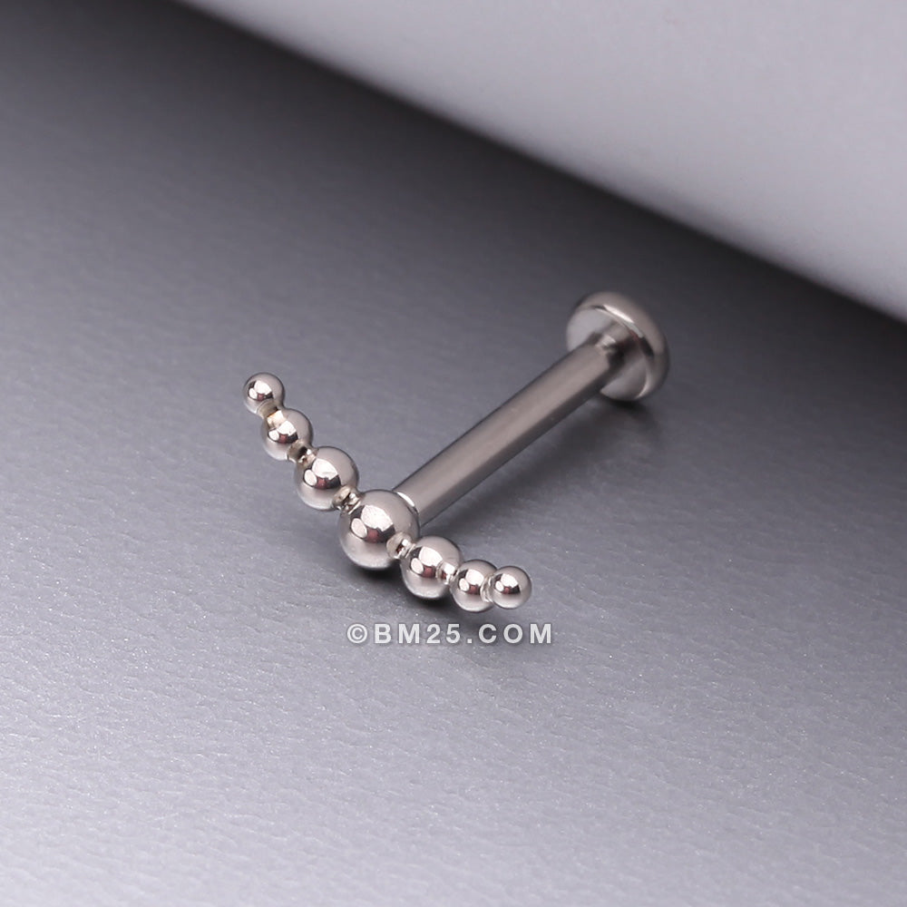 Detail View 1 of Implant Grade Titanium Crescent Arc Bali Beads Top Internally Threaded Flat Back Stud Labret