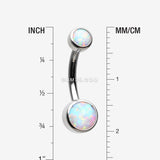 Detail View 1 of Implant Grade Fire Opal Titanium Internally Threaded Bezel Set Belly Button Ring-White