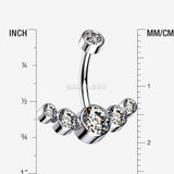 Detail View 1 of Implant Grade Titanium Journey Curve Sparkle Internally Threaded Belly Button Ring-Clear Gem
