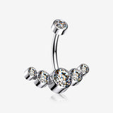 Implant Grade Titanium Journey Curve Sparkle Internally Threaded Belly Button Ring