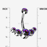 Detail View 1 of Implant Grade Titanium Journey Curve Sparkle Internally Threaded Belly Button Ring-Vitrail Medium