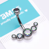 Detail View 3 of Implant Grade Titanium Journey Curve Sparkle Internally Threaded Belly Button Ring-Vitrail Medium