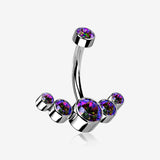 Implant Grade Titanium Journey Curve Sparkle Internally Threaded Belly Button Ring