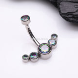 Detail View 2 of Implant Grade Titanium Journey Curve Sparkle Internally Threaded Belly Button Ring-Vitrail Medium