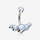 Implant Grade Titanium Journey Curve Fire Opal Internally Threaded Belly Button Ring
