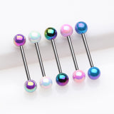 5 Pcs of Assorted Color Iridescent Metallic Coated Steel Barbell Package