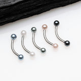 5 Pcs of Assorted Color Pearlescent Luster Ball Curved Barbell Package
