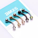 Detail View 1 of 5 Pcs Pack of Assorted Color Plated Gem Ball Steel Curved Barbells