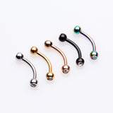 5 Pcs of Assorted Color Plated Gem Ball Steel Curved Barbell Package