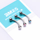 Detail View 1 of 3 Pcs Pack of Assorted Color Fire Opal Ball Steel Curved Barbells