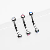 3 Pcs of Assorted Color Fire Opal Ball Steel Curved Barbell Package