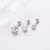 Detail View 1 of 3 Pcs of Sparkle Round Gem Tri-Prong Cartilage Tragus Barbell Earring Package-Clear Gem
