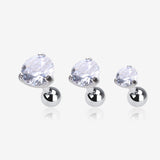 3 Pcs of Sparkle Round Gem Tri-Prong Cartilage Tragus Barbell Earring Package