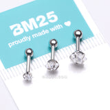 Detail View 3 of 3 Pcs of Assorted Size Star Sparkle Gems Cartilage Tragus Barbell Earring Package-Clear Gem