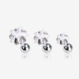 3 Pcs of Assorted Size Star Sparkle Gems Cartilage Tragus Barbell Earring Package