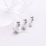 Detail View 1 of 3 Pcs of Assorted Size Star Sparkle Gems Cartilage Tragus Barbell Earring Package-Clear Gem