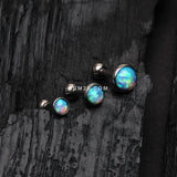 Detail View 1 of 3 Pcs of Assorted Size Fire Opal Top Cartilage Tragus Barbell Stud Pack-Light Blue Opal