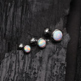 Detail View 1 of 3 Pcs of Assorted Size Fire Opal Top Cartilage Tragus Barbell Stud Pack-White Opal